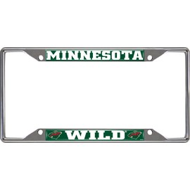 FANMATS 17178 Minnesota Wild Chrome Metal License Plate Frame, Team Colors, 6.25in x 12.25in