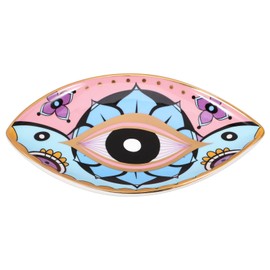 HOLIDYOYO Evil Eye Ceramic Jewelry Tray: Jewelry Trinket Ring Dish Boho Key Ashtary Trinket Plate Bowl Perfume Organizer Witchy Turkish Room Decor for Earring Necklace