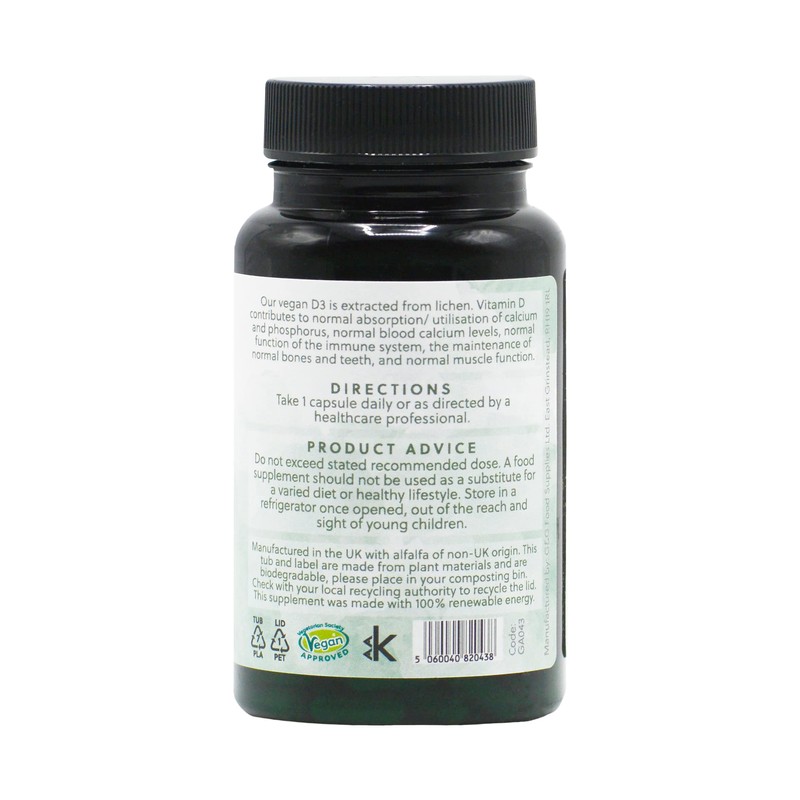 Vegan Vitamin D3 1000iu | 120 Vegan Capsules | Made