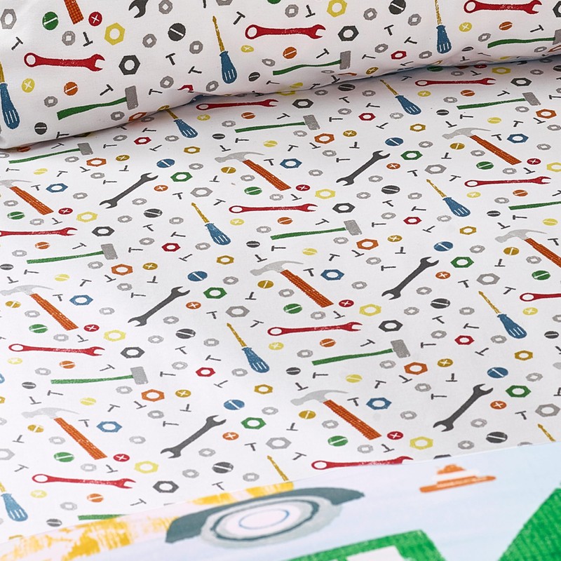 Catherine Lansfield Kids Digger Dreams Junior Fitted Sheet Blue