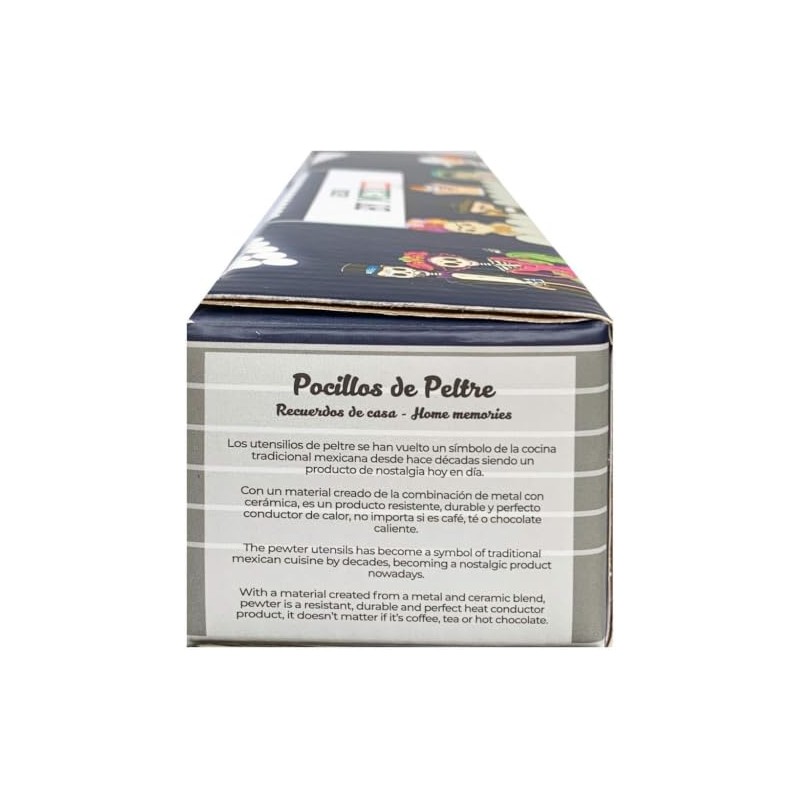 BY MEXICO Set de 4 Mini Pocillos de Peltre Calavera