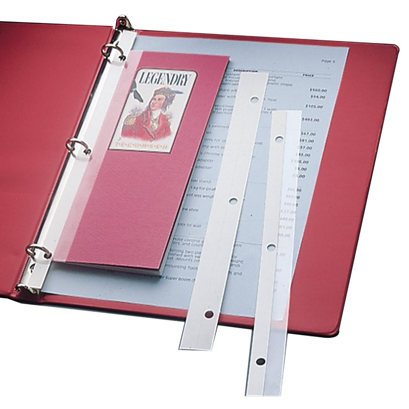 C-Line Self-Adhesive Attaching Strips, 3-Hole Punched, 1 x 11, Clear,
