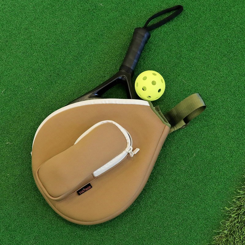 Neoprene Padded Pickleball Paddle Sling Bag with Ball Holder Pouch,