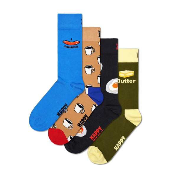 Happy Socks 4-Pack Socks - Food-Themed Socks - Coffee, Eggs,