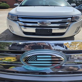 2 Pack Compatible for 2004-2014 F150 Front Grille Rear Tailgate Emblem, 9" Black Oval American Flag Emblem Fits 11-14 Edge, 11-16 Explorer, 06-11 Ranger, 07-14 Expedition