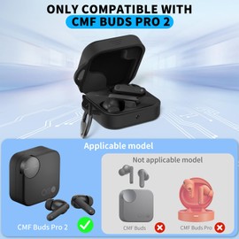 Silicone Cover Case for CMF Buds Pro 2,Protective Earbuds Sleeve Compatible with CMF by Nothing Buds Pro 2,Shockproof Scratch-Resistant Protective Case with Carabiner (Black)