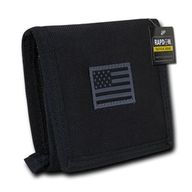 USA US American Flag Tactical Patriotic Military Trifold Wallet Money Holder (Black)