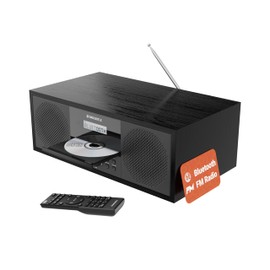 Home Stereo System with CD Player Bluetooth & Radio | 40W FM Radio, Solid Wood Build, 30 Presets, and Alarm | Multi Format Support, CD Player for Home, Compact Music System | Oakcastle Hifi400