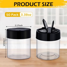 Yiyiring 50 Pack 4 oz Spice Jars Plastic Clear Empty Bottles with Shaker Lids Bulk Reusable Seasoning Containers for Herbs Spices Powders Glitter