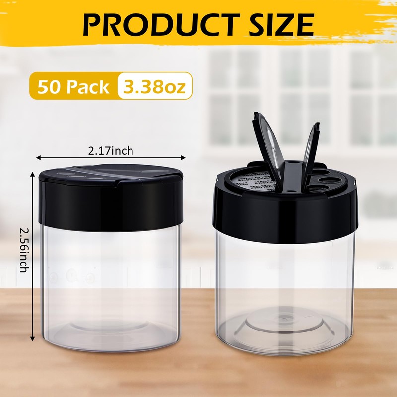 Yiyiring 50 Pack 4 oz Spice Jars Plastic Clear Empty