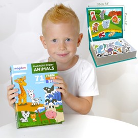 MAGDUM Animals Magnetic Book - 71 Magnets Children for Magnetic Board - Fridge Magnets Children - Magnets Fridge - Magnetic Toy Children - Magnets Animals Magnetic Games for Children from 3 Years -