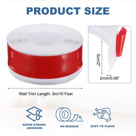 PATIKIL Peel and Stick Molding Trim for Walls, 10 Feet x 2 Inch Baseboard Trim Self Adhesive Wall Molding Trim Flexible PVC for Walls Home Protection Door Window Finishing Trim, Brown