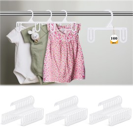 GlikCeil 100pcs Kids Pants & Skirt Hangers, Baby Hangers Plastic Pants Hanger Closet Organizer Skirt Clothes Space Saving for Children Wardrobe Organization and Retail Store