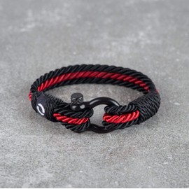 Cord Bracelet for Women | Beautiful Braided Accessory | Womens Chakra Bracelet | Red Colour | Black Shackle B-2-7.25