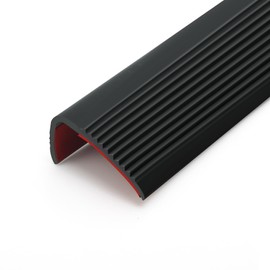 Taaizau Stair Anti Slip Nosing, Self-Adhesive Vinyl Edging Strip, Flexible PVC Rubber Treads Edge Trim for Outdoor & Indoor Uses (32.8ft, Black)