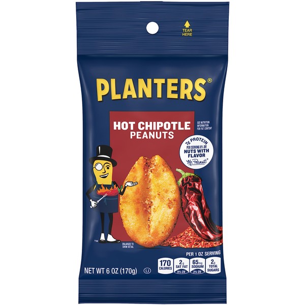 Planters Hot Chipotle Peanuts (12 ct Pack, 6 oz Packs)