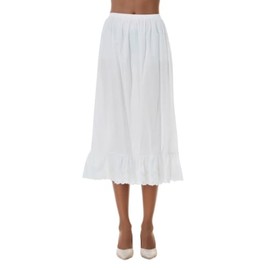 BEAUZSUZSANA Half Slip for Under Dresses Women Long Lace Skirt Extender Underskirt Non Cling 100% Cotton (Ivory-80cm,2XL)