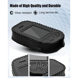 Leather Car Key Case Fit for Compustar Prime T11 RF-P2WT11-SS T12 RFX-P2WT12-SS, Black Car Key Leather Remote Cover