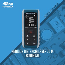 Ferrestock FSKLDM070 Laser Distance Meter Up to 70 Meters, LCD Display, 2 Reference Points, 7 Measurement Modes, Digital Level and 99 Memories