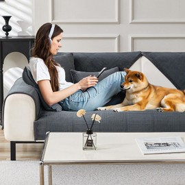 BXAEYIPOR Couch Cover, Sofa Cover, Sofa Protective Cover with Non-Slip Underlay, Universal Non-Slip Solid Textured Sofa Cover for Living Room, Multi-Size Sofa Seat Cushion Cover