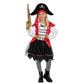 Magicoo Cute Pirate Costume Girls Children Size 116 to 146 Including Dress and Hat – Pirate Costume Fancy Dress (140/146)