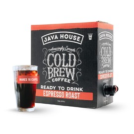 Java House Cold Brew Coffee on Tap – Premium 100% Arabica Dark Roast – Smooth Espresso Flavor with Dark Chocolate Notes – 1 Gallon Box (16 Servings) – Ready to Drink, No Brewing Required, Fridge-Friendly
