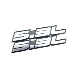 Pair Set 5.3L Liter Embossed Highly Polished Real Aluminum Auto Letter Nameplate Emblem Badge (Silver)