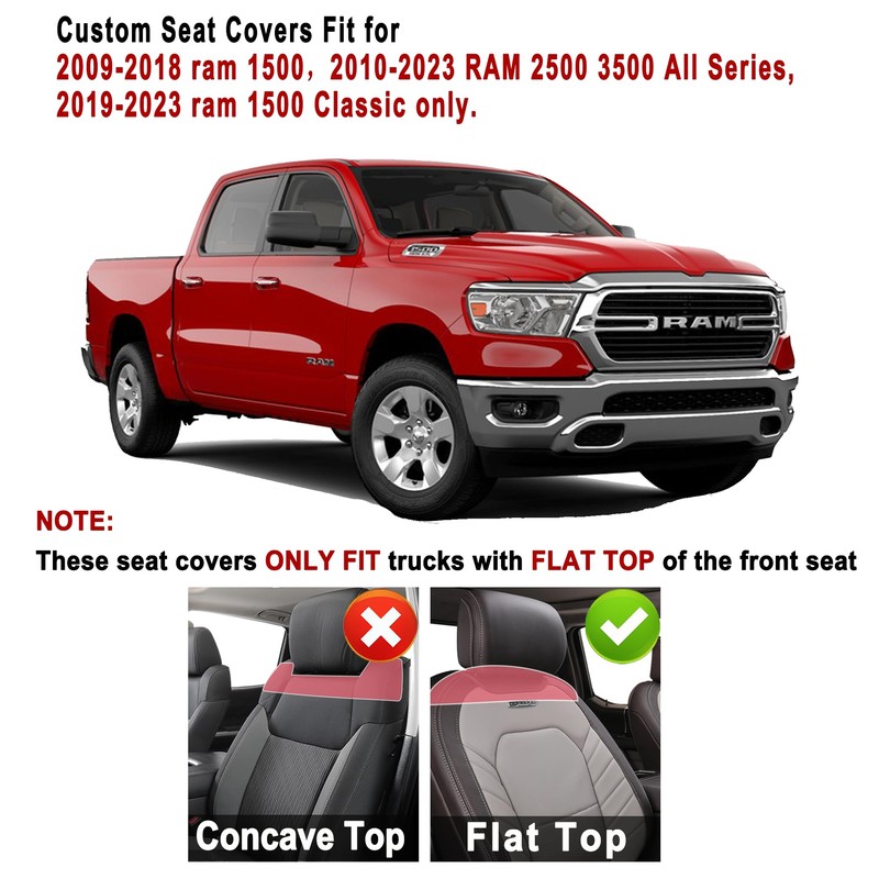 Huidasource Dodge Ram Front Seat Covers, Waterproof Leather Pickup Truck