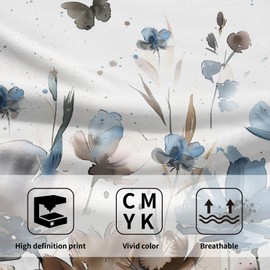 Imiss Watercolor Brown Blue Floral Hand Towel Set of 2, Wildflower Butterfly Decorative Bathroom Multipurpose Towels for Yoga Gym Spa Hotel Kitchen 14.4 x 28.3 Inch