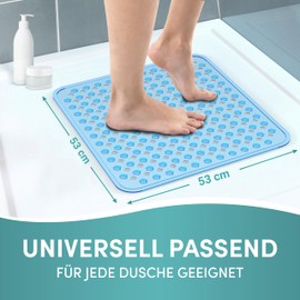 Engelbach® Non-Slip Shower Mat with Hanging Hooks, 53 x 53 cm, 100% BPA-Free, Anti-Slip Mat for the Shower, Mould-Resistant and Machine Washable