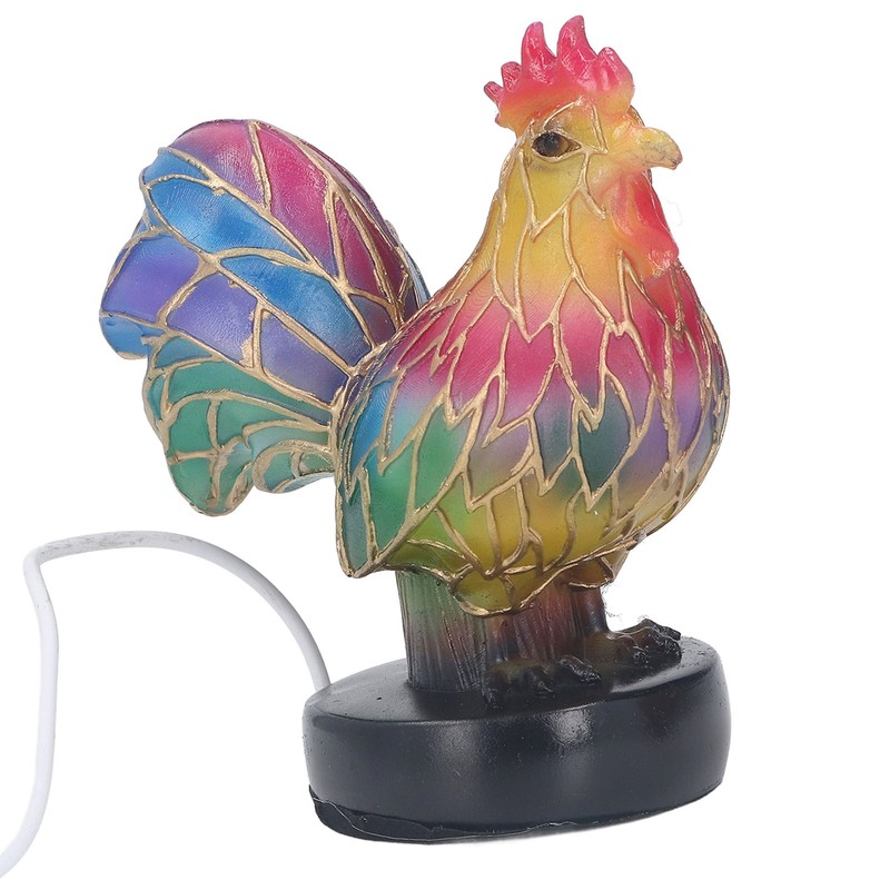 Stained Resin Rooster Table Lamp Night Light LED Animal Night
