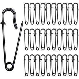 30 Pcs Large Safety Pins 2 Inch Heavy Duty Blanket Pins Big Safety Pin Steel Safety Pins for Blankets Clothes Crafts Leather Canvas, Black