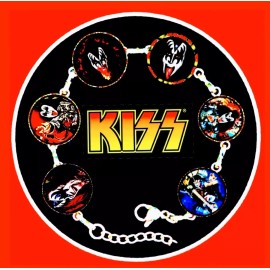 GENE SIMMONS KISSER SET 6 IMAGES BRACELET  LEATHER BRACELET NECKLC PIN