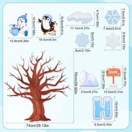 Winter Bulletin Board Decoration Set, 84pcs Winter Cutouts for Bulletin Board Hello Winter Bulletin Board Decorations with Tree Penguin Snowflake Cutouts for Classroom Home Office Decor