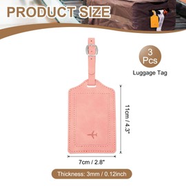 PATIKIL Suitcase Tags, Pink Leather Luggage Name Tags Travel Accessories Airplane Essentials with Private Protection for Flying Hotel Check in Luggage Bags Men Women, 3 Pcs