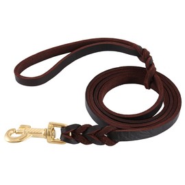 Premier Braided Leather Dog Leash 6/8/10 ft for Strong Medium Large Dogs, Leather Heavy Duty Training Leash (6FT)