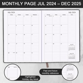 Planner 2024-2025 - 18 Months (July 24 - December 25) Academic Planner 5.8" x 8.5", 2024-2025 Weekly & Monthly Agenda with Pen Holder, Vegan Leather Hard Cover, Black