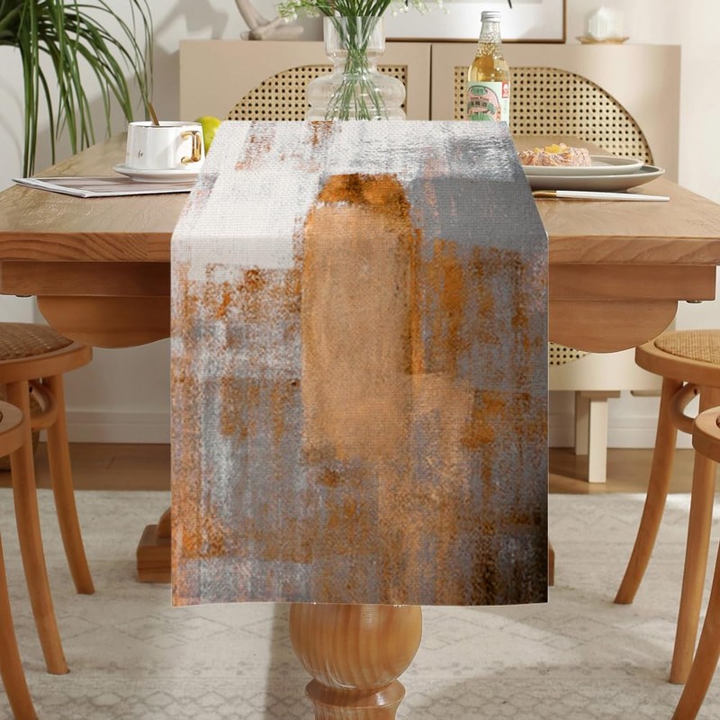 LOZULO Table Runner Modern Orange Runner Table Boho Linen Table