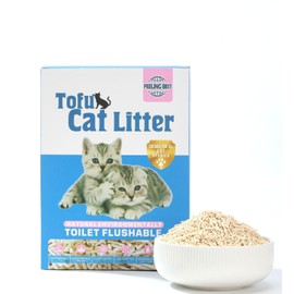 FEELING BEST Tofu Cat Litter 5.6LB Fast Clumping, Dust-Free,100% Natrual Raw Materials, Clumping,Flushable,Ultra Absorbent and Fast Drying,Solubility in Water,Really Dust-Free,Less Scattering