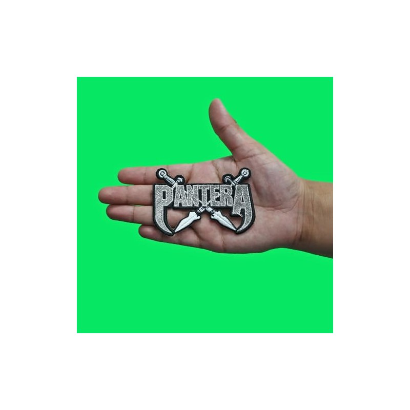 Pantera Fang Blades Silver Heavy Metal Embroidered Iron On Patch