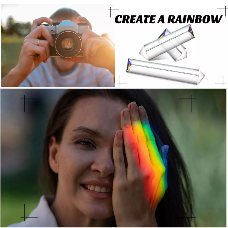 Kanayu 12 Pack Clear Triangular Prism Optical Glass Triangular Prism