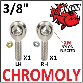 RED PIRANHA 3/8''-24 MALE LH + RH 3/8'' BORE CHROMOLY HEIM JOINT ROD END W/ JAM NUTS KIT