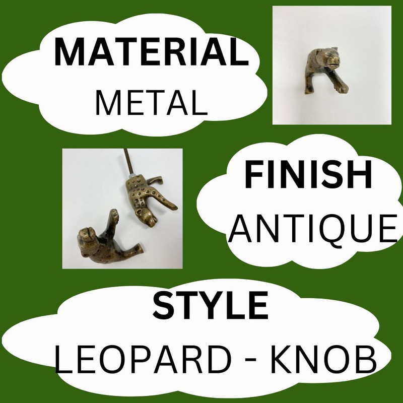 Safari Antique Brass Animal Iron Metal Drawer Knobs (Knob, Leopard)