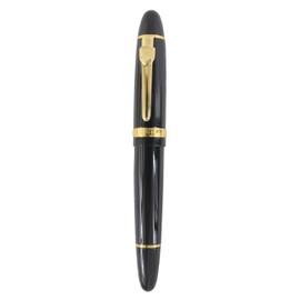 Sipliv 159 Big Body Fountain Pen, Medium Nib, Shiny Black, Golden Clip