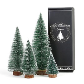 SITUMEIZI Green Mini Christmas Tree Christmas Decorations Artificial Small Christmas Tree Gifts 4 Pc Green Xmas Bottle Brush Trees for Christmas Decor