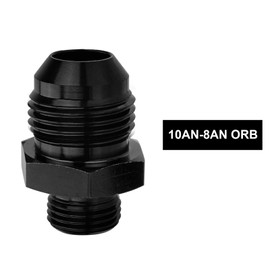 Dexepe 10AN Flare to 8AN ORB Male Fuel Rail Adapter Fitting Aluminum Fuel Line Hose Adapter Black Anodized Fuel System Fittings 2PCS