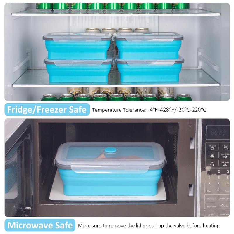 Extra Large Collapsible Food Storage Containers with Lid & Air