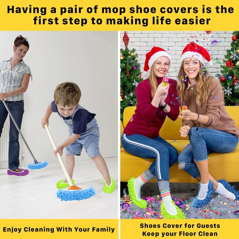 20PCS Mop Socks for Floor Cleaning, Washable Reusable Mop Shoes,