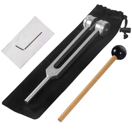 Therapeutische Stimmpfeife aus Aluminium, 128 Hz, mit Silikonhammer, Reparatur-Set und Reinigungstuch, verpackt in einem weichen Samtbeutel für bequemen Transport und Verwendung