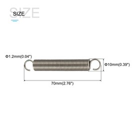 METALLIXITY Extension Spring (1.2x10x70mm/0.047"x0.39"x2.76") 5Pcs, Stainless Steel Tension Spring Wire - for Home Repair Construction Machinery